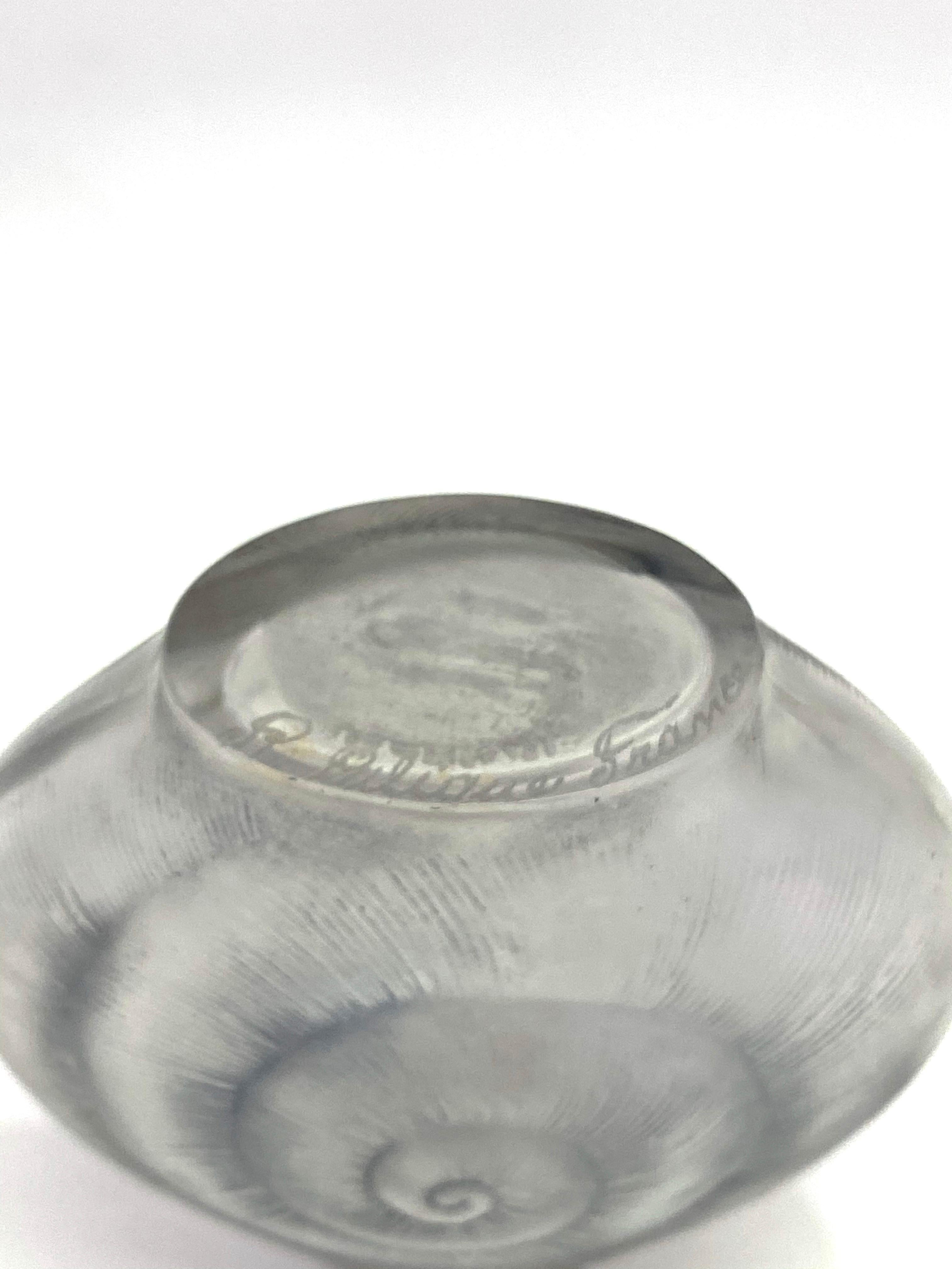 French 1920 Rene Lalique Amphitrite Perfume Bottle Frosted Glass with Grey Patina