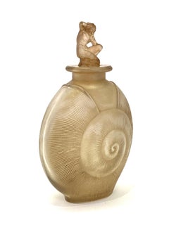 1920 René Lalique Amphitrite Perfume Bottle Frosted Glass with Sepia Patina