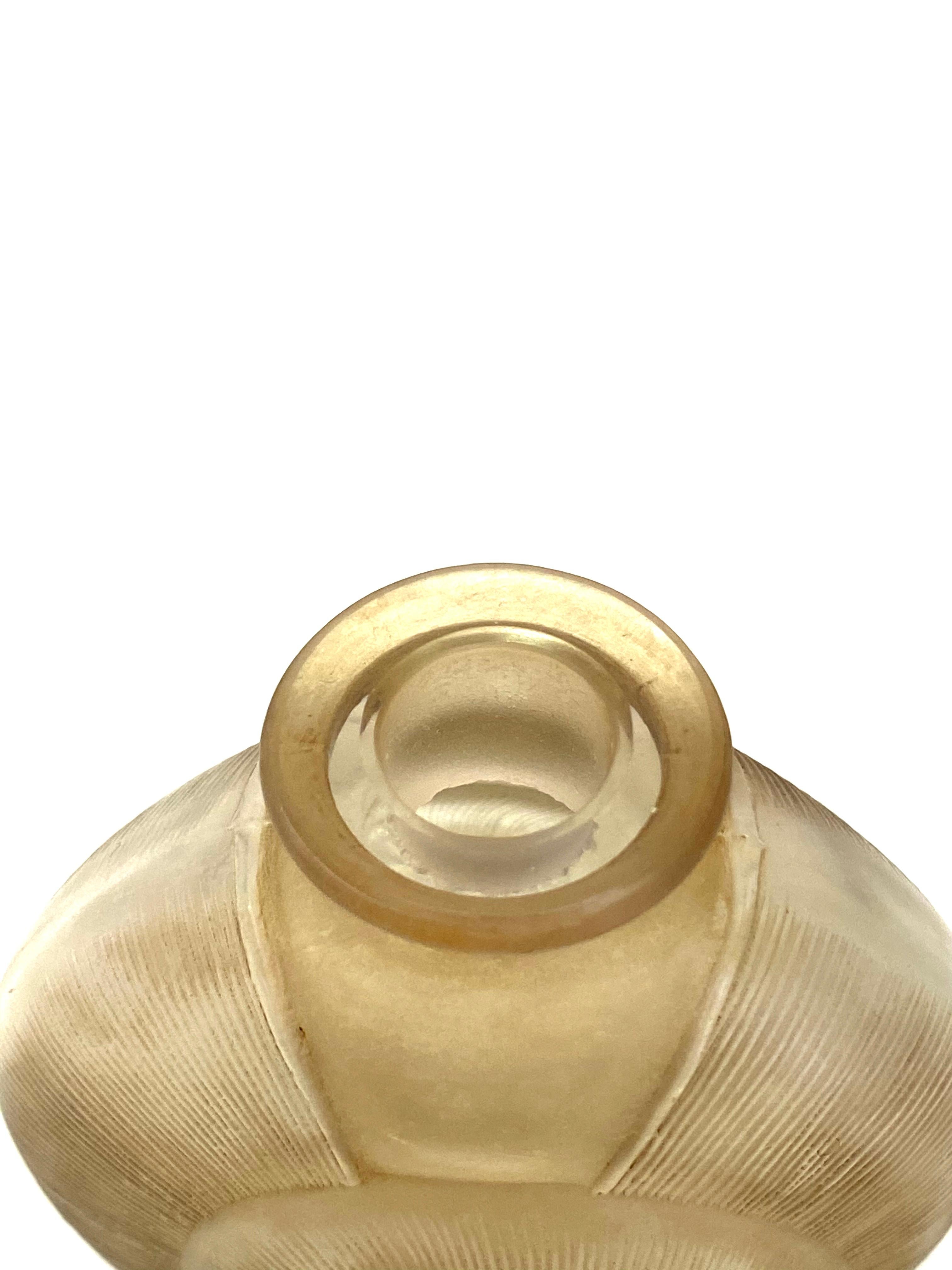 Early 20th Century 1920 René Lalique Amphitrite Perfume Bottle Frosted Glass with Sepia Patina