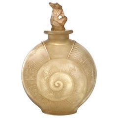 1920 René Lalique Amphitrite Perfume Bottle Frosted Glass with Sepia Patina