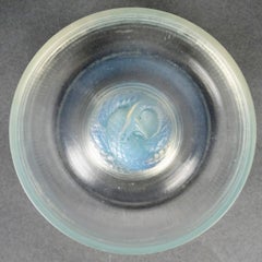 1920 René Lalique - Ashtray Pintray Serpent Snake Opalescent Glass Blue Patina
