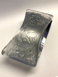 1920 René Lalique Blotter Feuilles D'Artichaut Frosted Glass, Artichoke Leaves