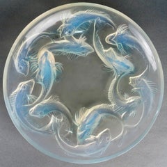 1920 René Lalique Bowl Martigues Fishes Opalescent Glass