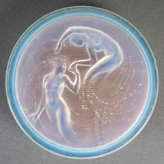 1920 René Lalique Scatola Deux Sirenes Opalescent Glass per D'Orsay