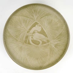 1920 René Lalique Box Genevieve in vetro con patina verde
