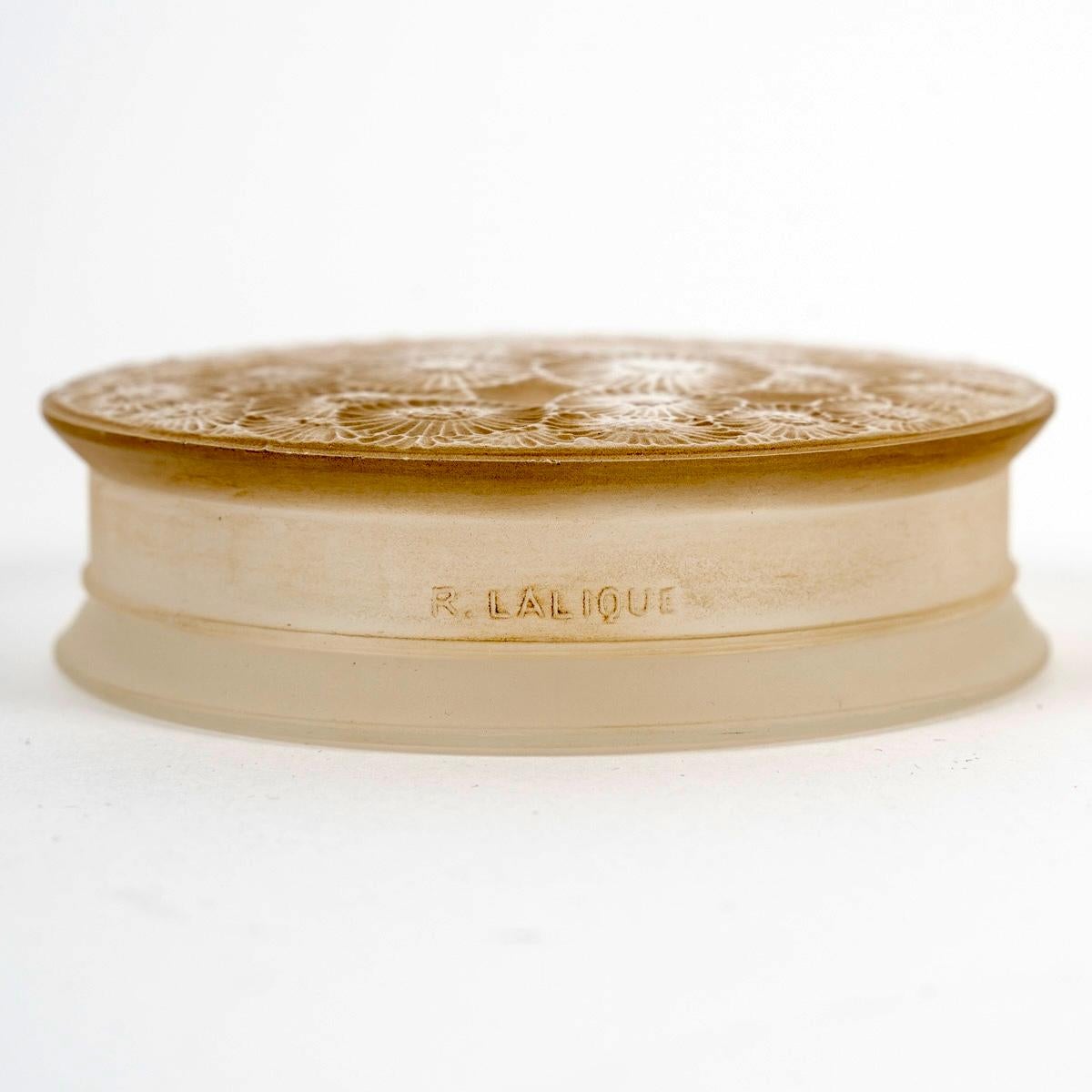 Art Deco 1920 René Lalique - Box Marguerites Daysies Glass With Sepia Patina