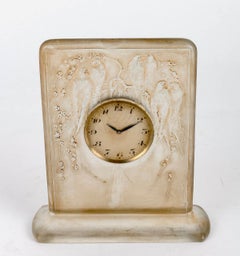 1920 René Lalique Clock Six Hirondelles Glass Mechanical Movement Swallows