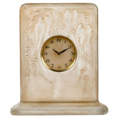 1920 René Lalique Clock Six Hirondelles Glass Mechanical Movement Swallows