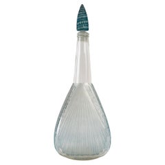 Antique 1920 René Lalique, Decanter Coquilles Glass with Blue Patina, Shells