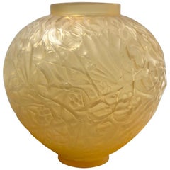 1920 René Lalique Gui Vase in Yellow and Opalescent Cased Glass Mistletoe