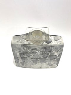 1920 René Lalique Hirondelles Perfume Bottle Blue Grey Stained Glass Swallows
