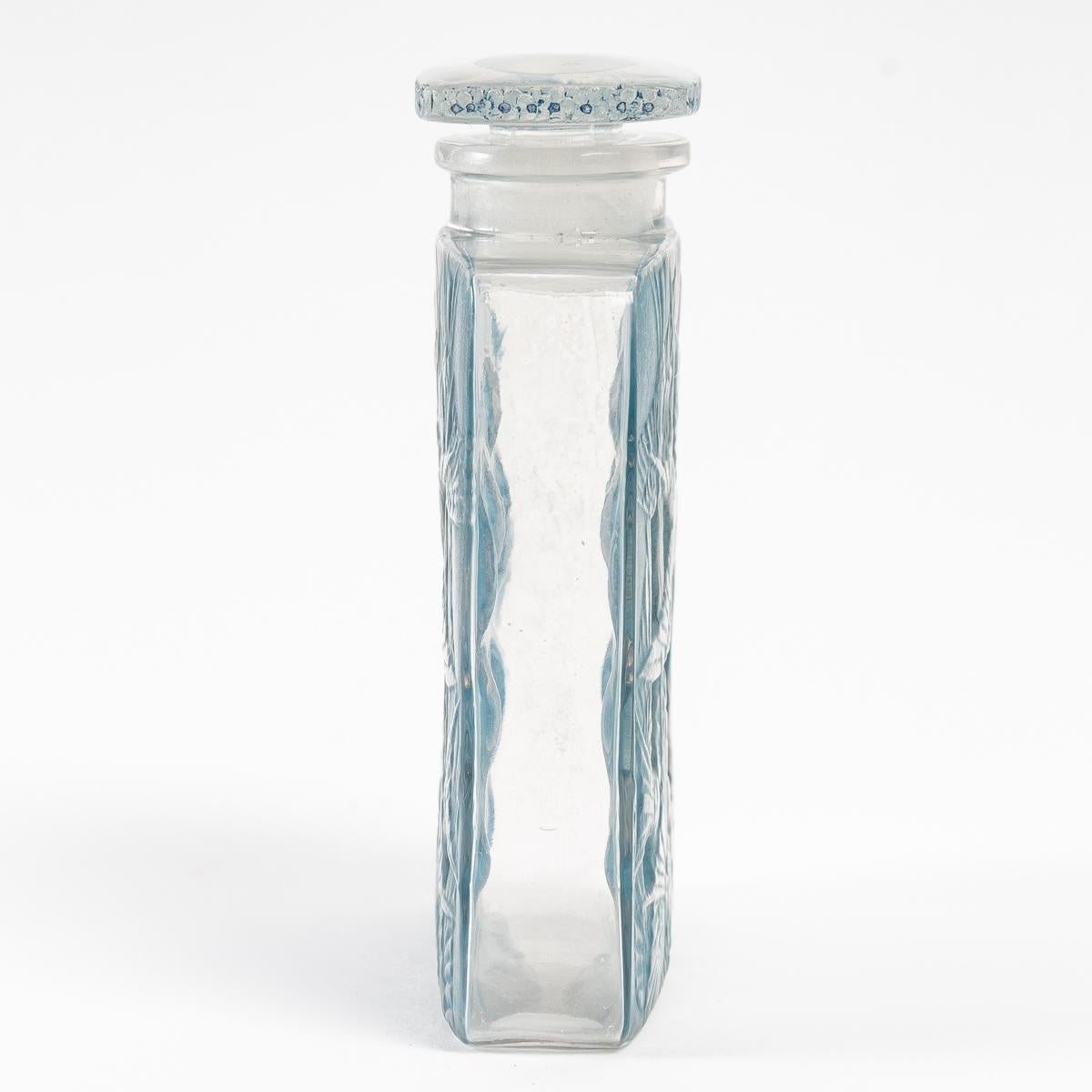 Art Deco 1920 René Lalique Hirondelles Perfume Bottle Blue Stained Glass Swallows