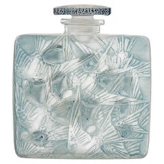 1920 René Lalique Hirondelles Perfume Bottle Blue Stained Glass Swallows