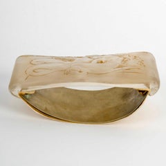 1920 René Lalique Ink Blotter Deux Sirenes Enlacees Mermaids Vetro Patina Seppia