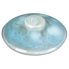 1920 Rene Lalique Inkwell Mures Blackberries Opalescent Glass with blue Patina