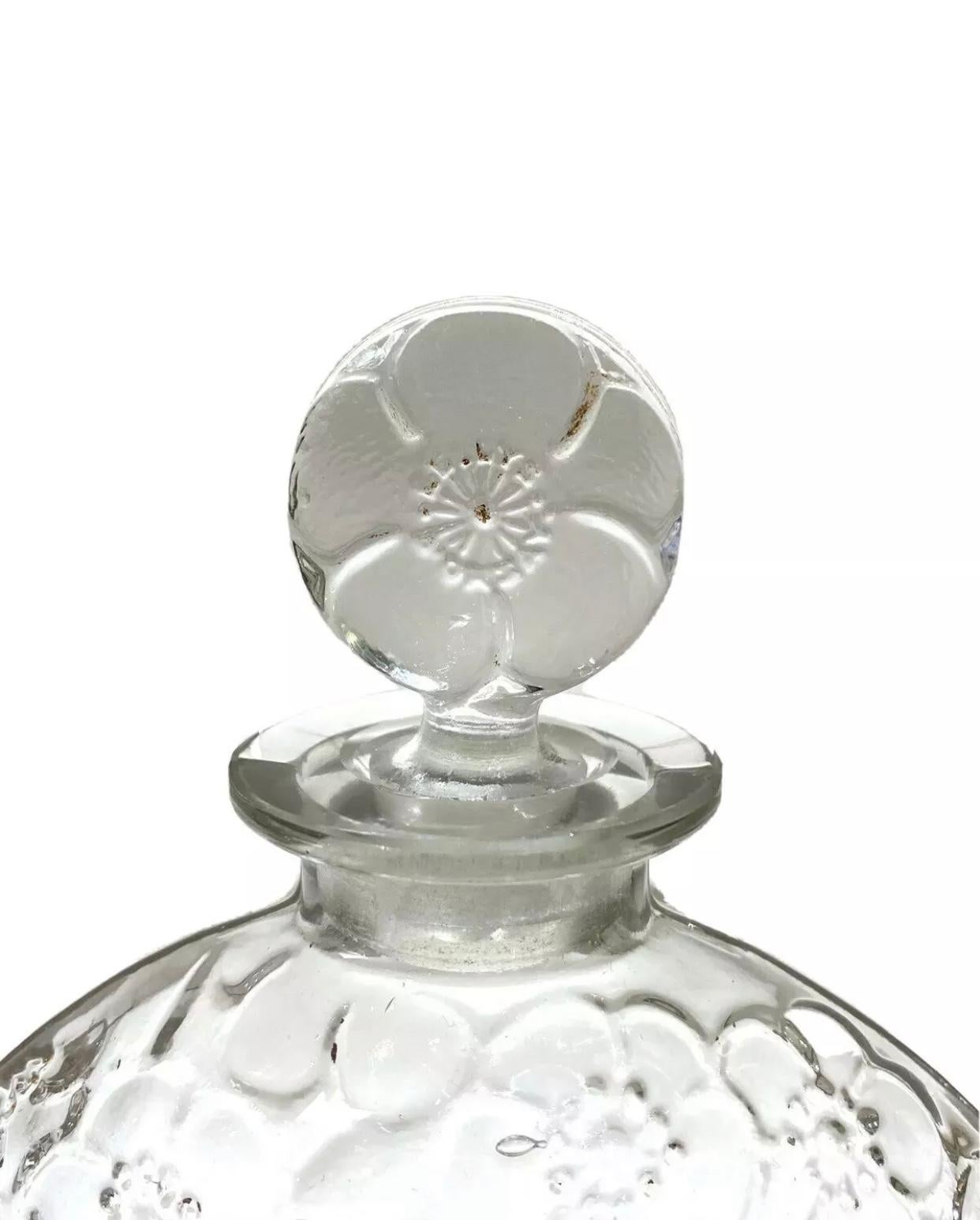 Early 20th Century 1920 René Lalique Le Lys for D'Orsay Set Perfume Bottle and Box Clear Glass