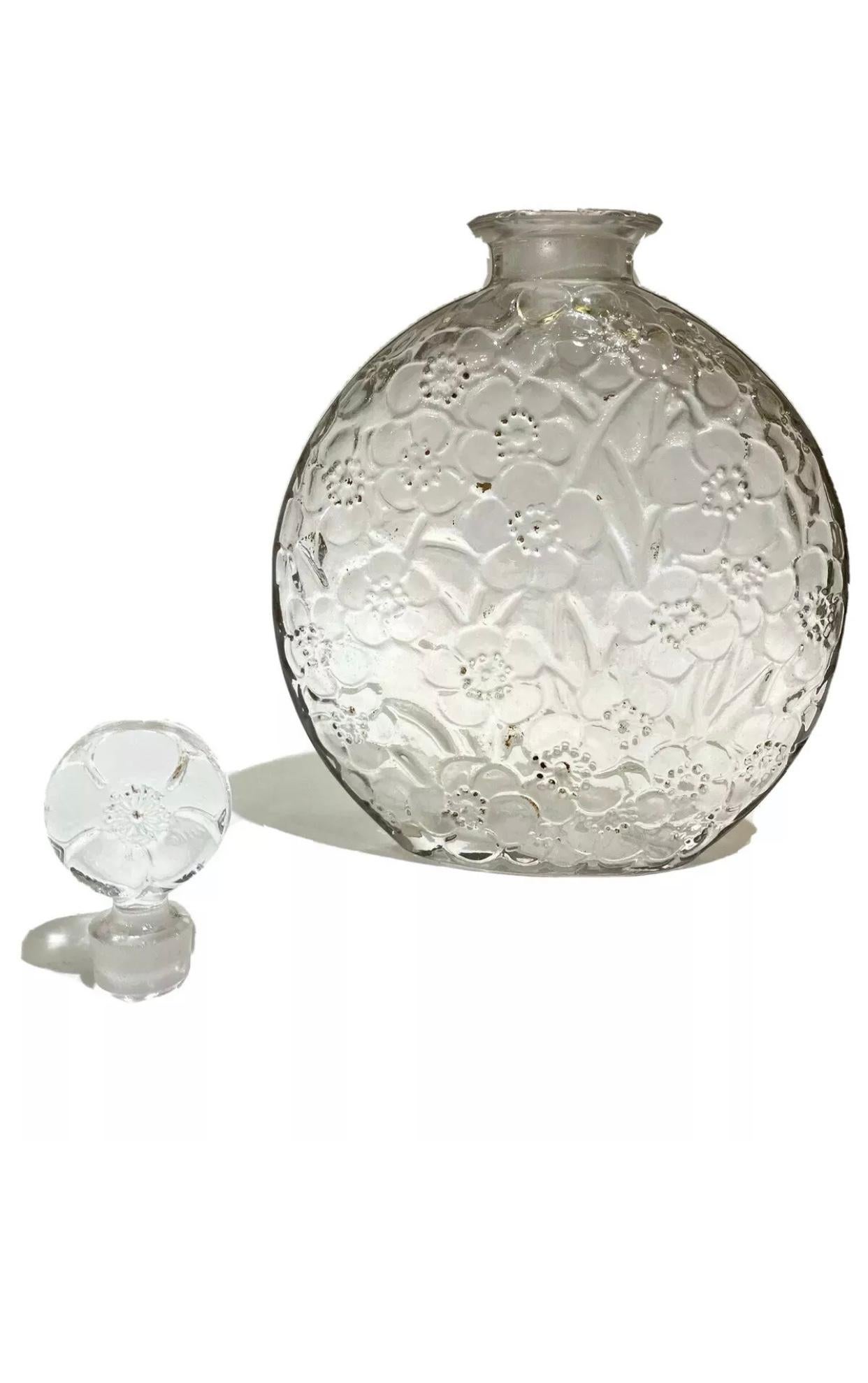 Blown Glass 1920 René Lalique Le Lys for D'Orsay Set Perfume Bottle and Box Clear Glass