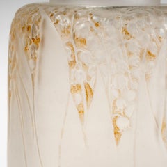 1920 Rene Lalique Muguet Vase in Frosted Glass Sepia Patina Lily of the Valley