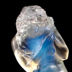 1920 René Lalique Naïade Grande Statue Car Mascot Opalescent Glass, Mermaid