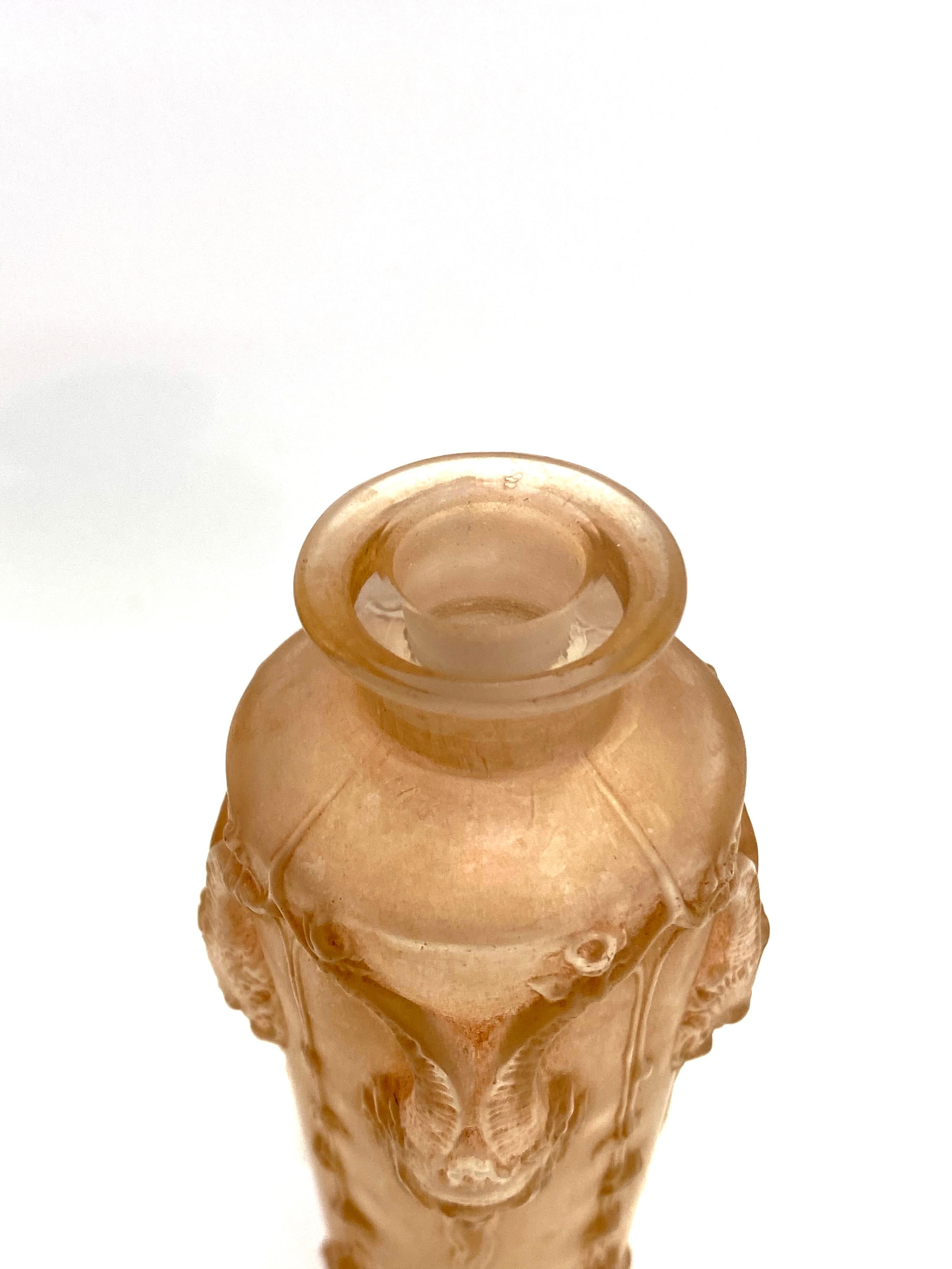 Early 20th Century 1920 René Lalique Pan Perfume Bottle Frosted Glass with Sepia Patina, Satyres
