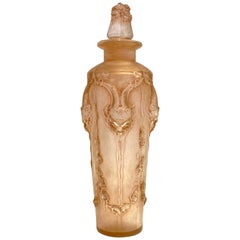 1920 René Lalique Pan Perfume Bottle Frosted Glass with Sepia Patina, Satyres