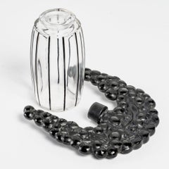 1920 Rene Lalique, Perfume Bottle Cassis Clear Enameled Glass & Black Glass