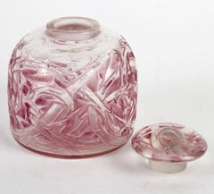 1920 René Lalique Perfume Bottle Epines Glass with Pink Patina
