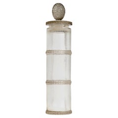 1920 Rene Lalique Perfume Bottle Fleurs Vives Glass with Grey Patina for Volnay