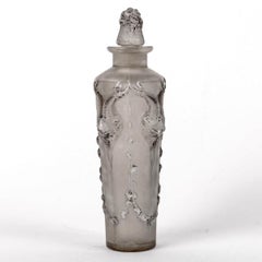 1920 René Lalique Perfume Bottle Pan Frosted Glass with Grey Patina, Satyres