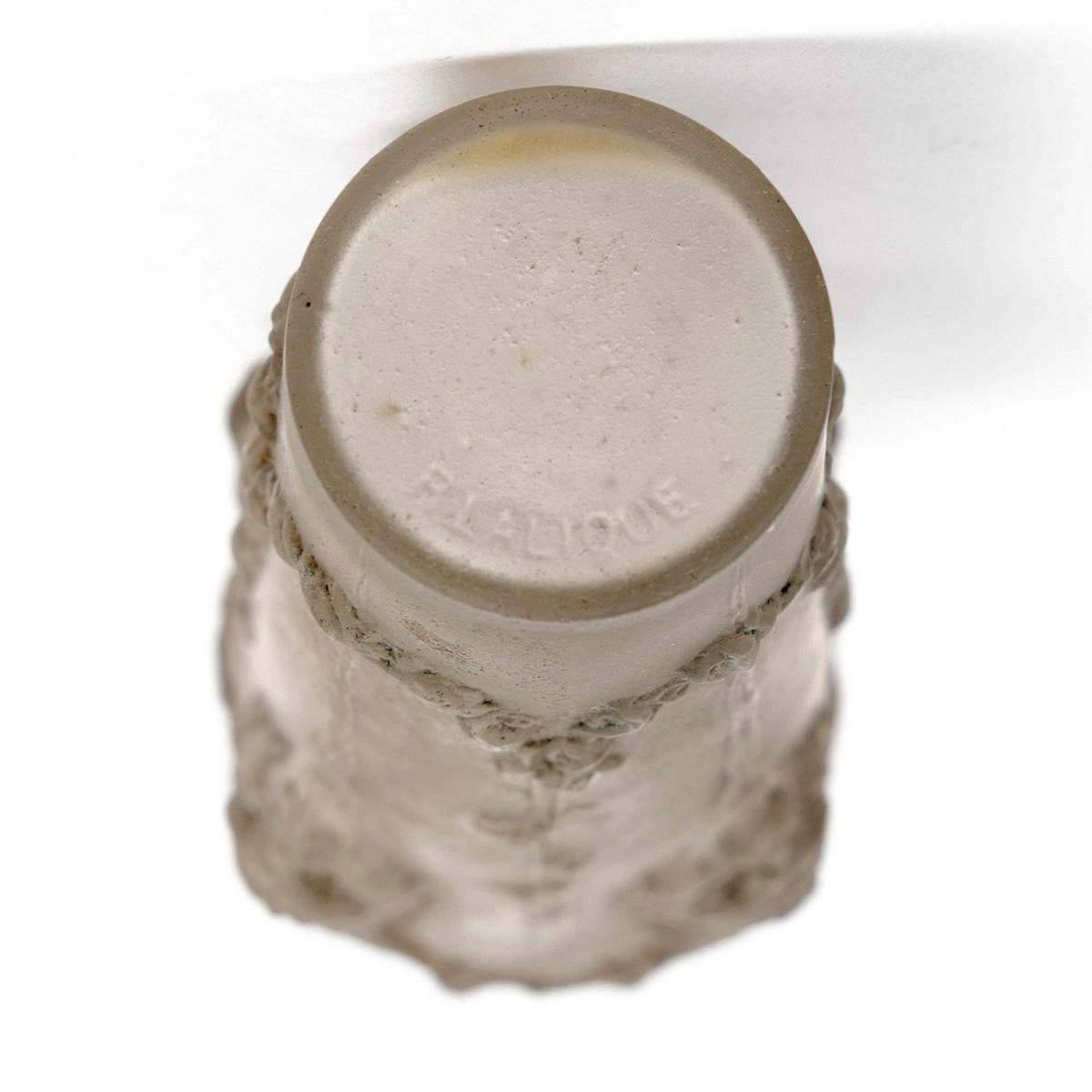 Molded 1920 René Lalique Perfume Bottle Pan Satyres Glass with Grey Patina For Sale