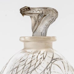 1920 René Lalique, Perfume Bottle Serpent Glass with Blue Patina, Snake