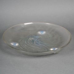 1920 René Lalique Trepied Sirene Mermaid Bowl Opalescent Glass Blue Patina