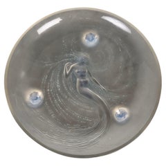 1920 René Lalique Trepied Sirene Mermaid Bowl Opalescent Glass Blue Patina