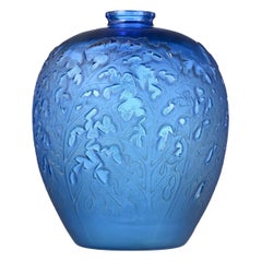 1920 René Lalique - Vaso "Acanthes" in vetro blu elettrico