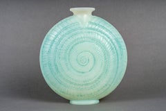 1920 René Lalique - Vase Escargot Cased Opalescent Glass with Blue Green Patina