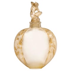 1920 René Lalique - Vase Sirenes Mermaids Glass With Sepia Patina