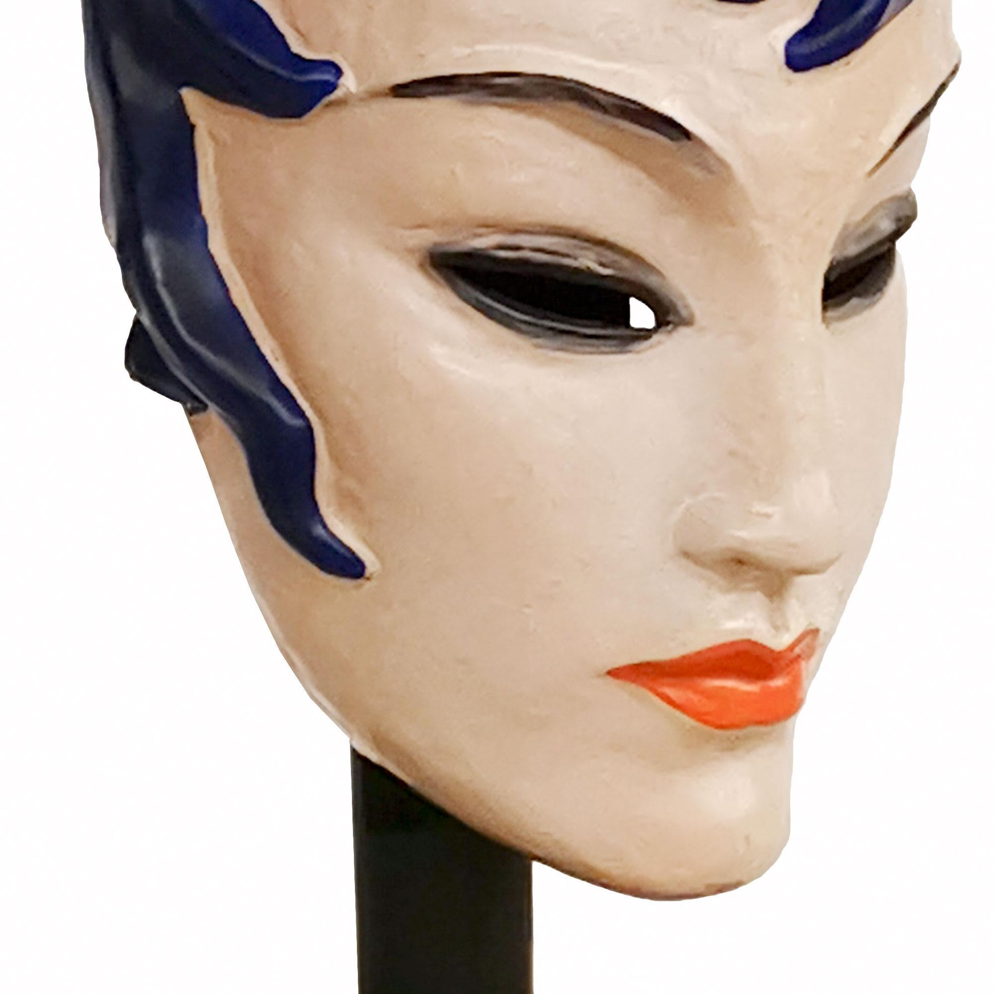 Early 20th Century 1920´s Art Deco Woman Face Mask, Ceramic by Rudolf Podany, Keramos - Austria For Sale