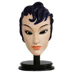 1920´s Art Deco Woman Face Mask, Ceramic by Rudolf Podany, Keramos - Austria