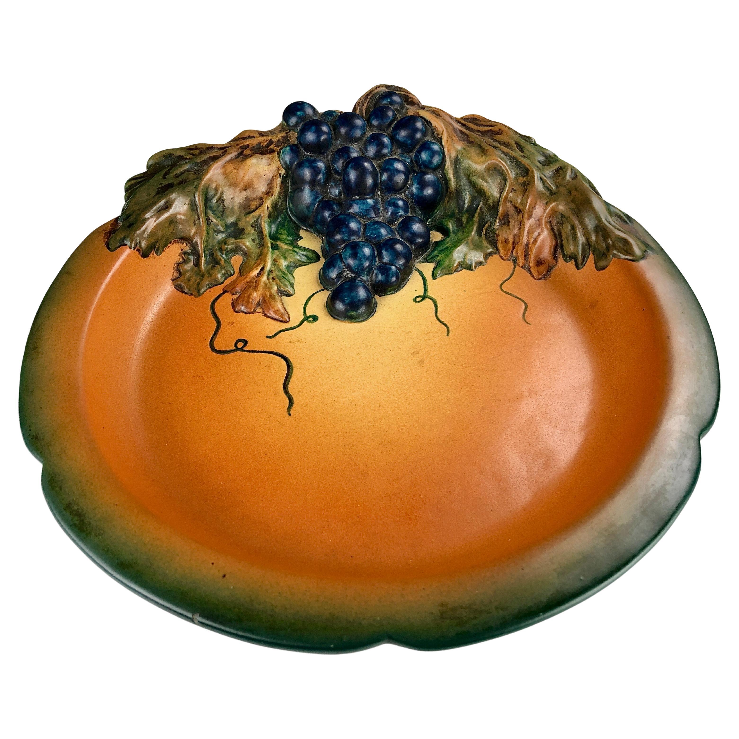 1920´s Hand-crafted Art Nouveau Grape Decorated Platter by P. Ipsens Enke For Sale