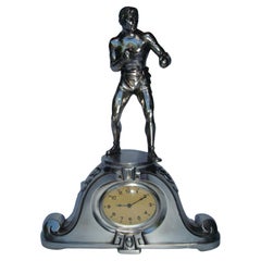 Sculpture de boxeur des années 1920 / Horloge de table, de cheminée