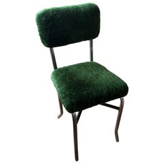 1920 s Chrome boudoir chair covered in green sheepskin