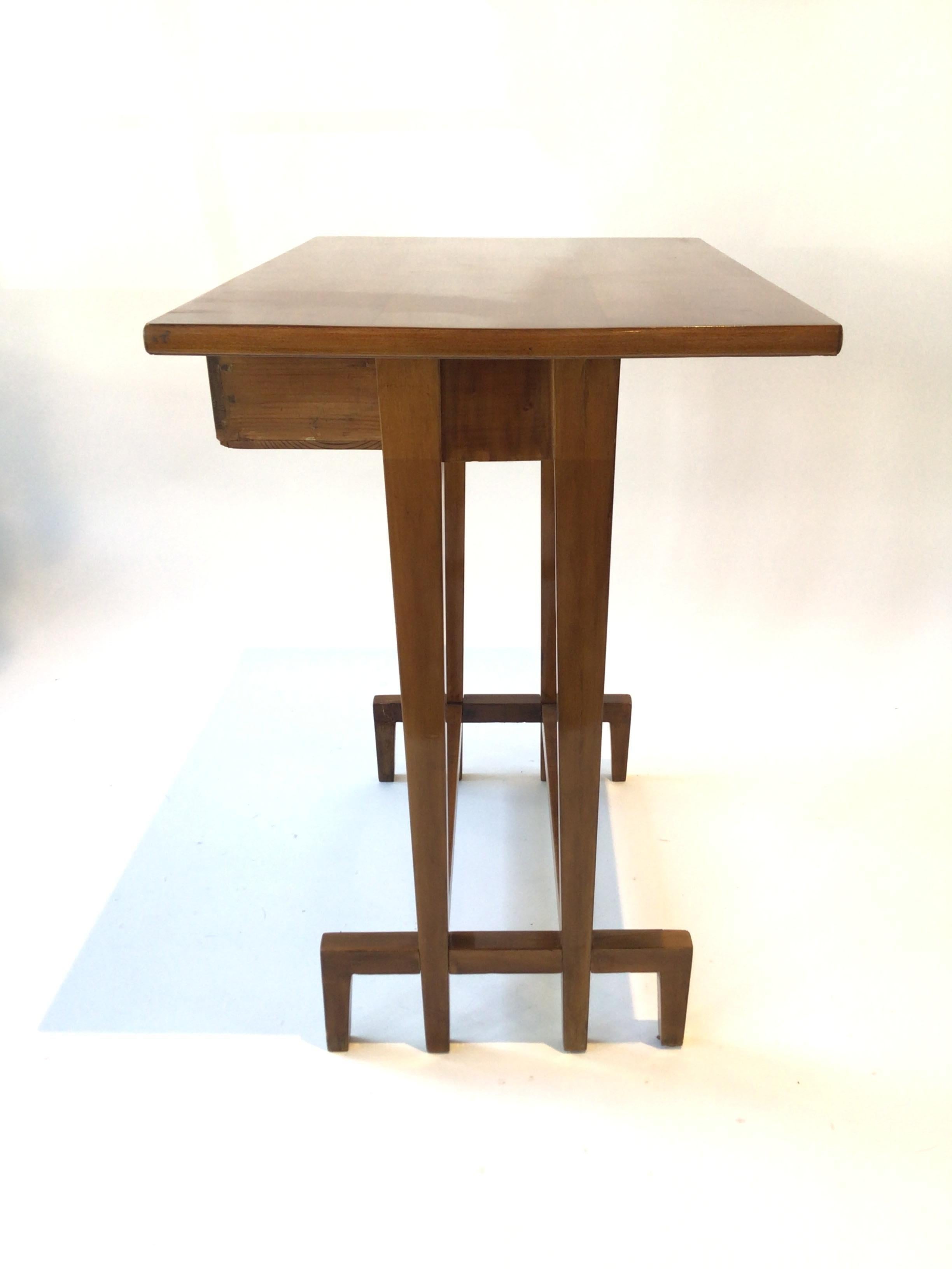 1920s Walnut Architectural Side Table For Sale 1
