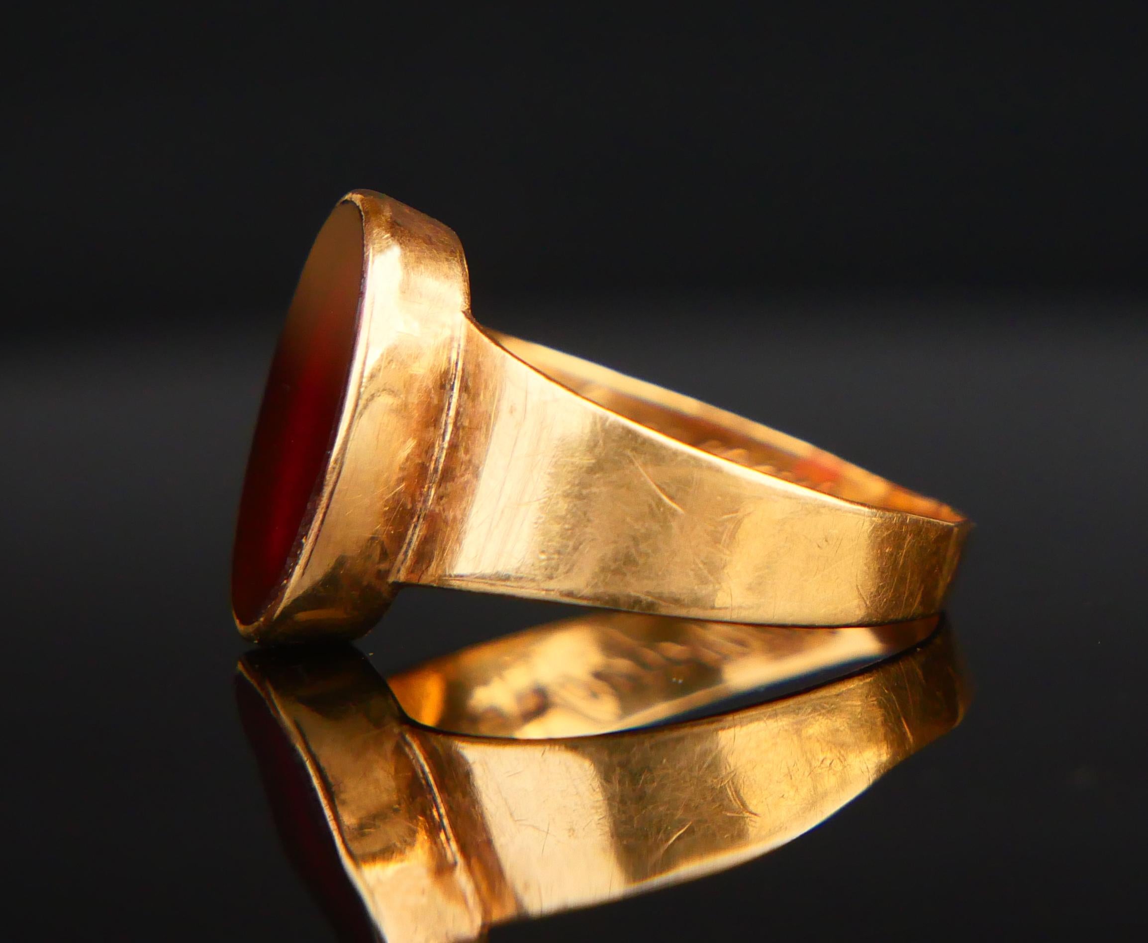 1920 Signet Ring Carnelian solid 18K Gold Ø US6.25 /2.35 gr For Sale 2