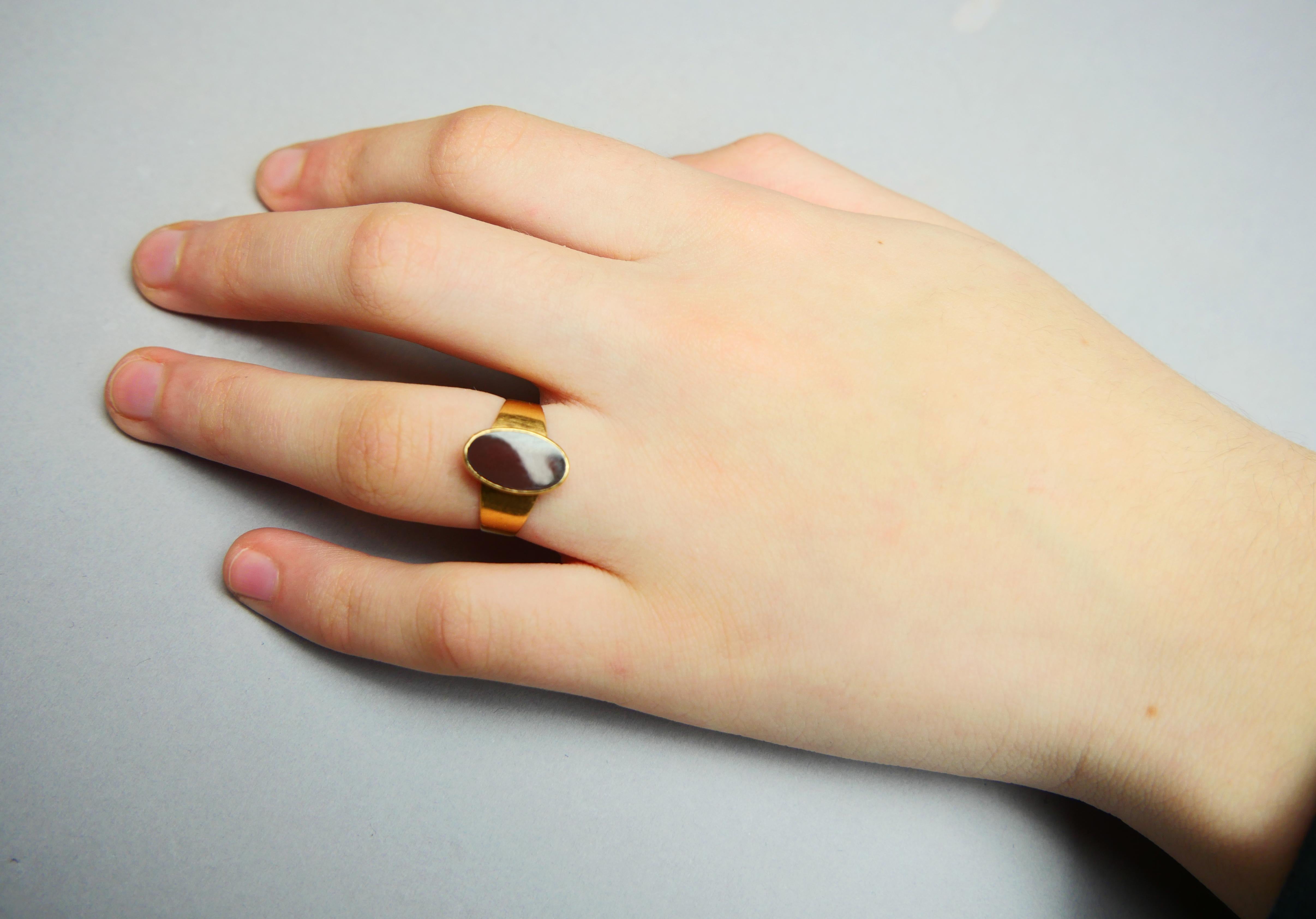 1920 Signet Ring Carnelian solid 18K Gold Ø US6.25 /2.35 gr For Sale 3