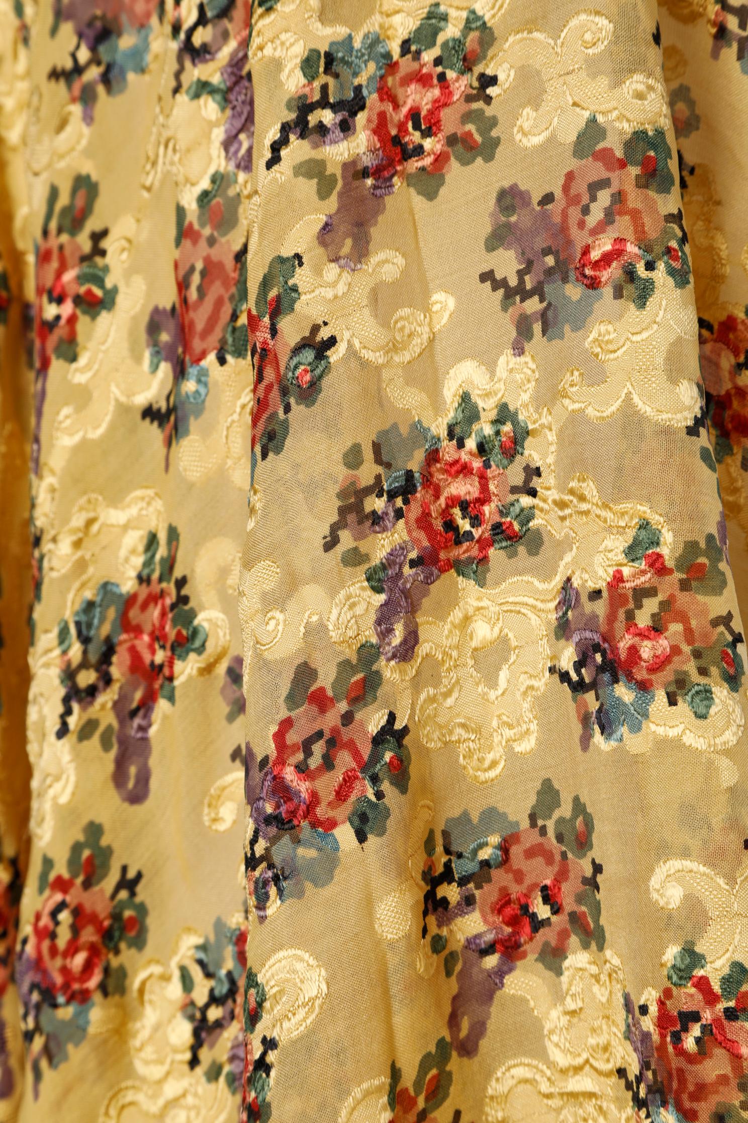 Brown 1920 silk jacquard printed shawl 