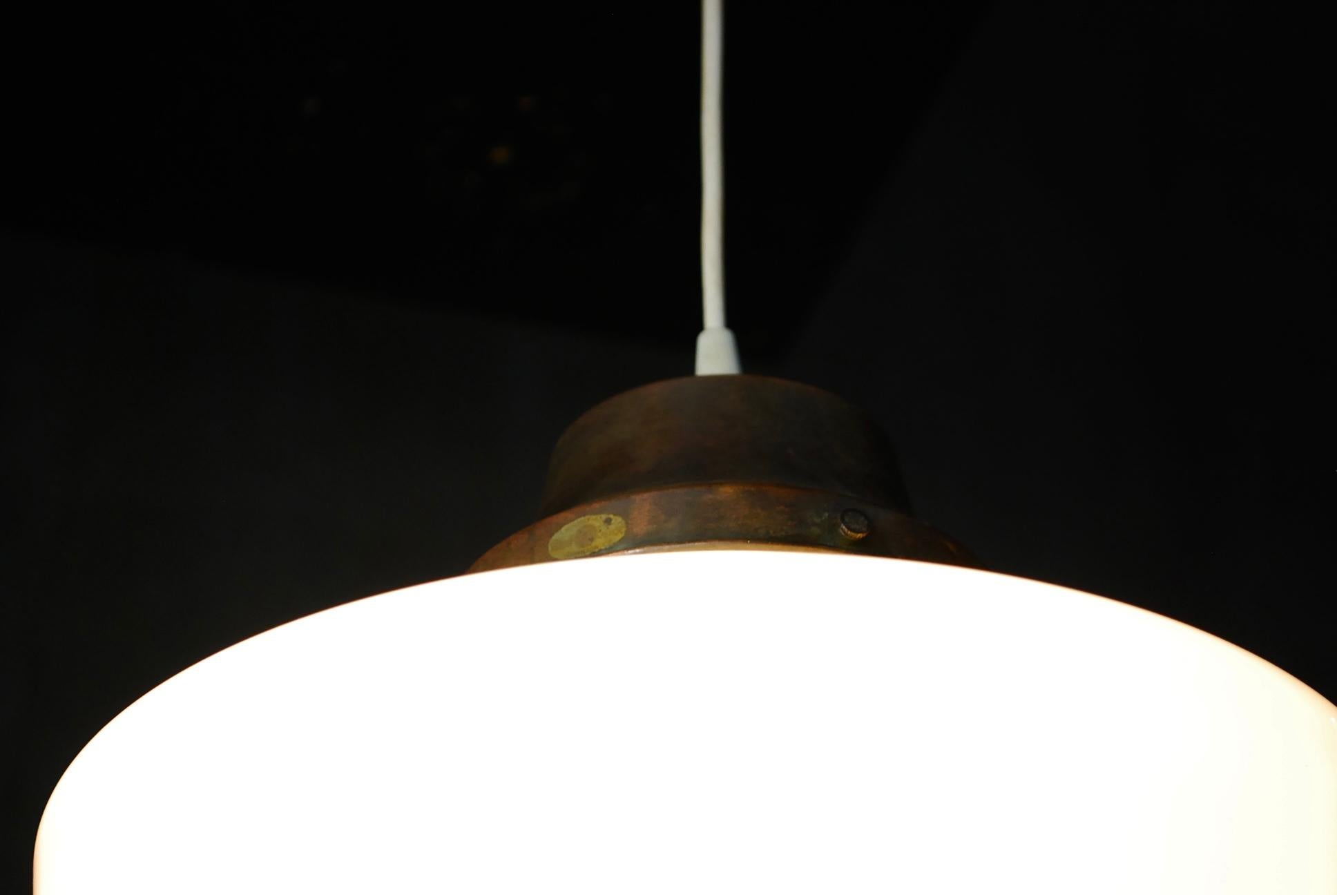 Schoolhouse 1920 Single Milk Glass Pendant Light