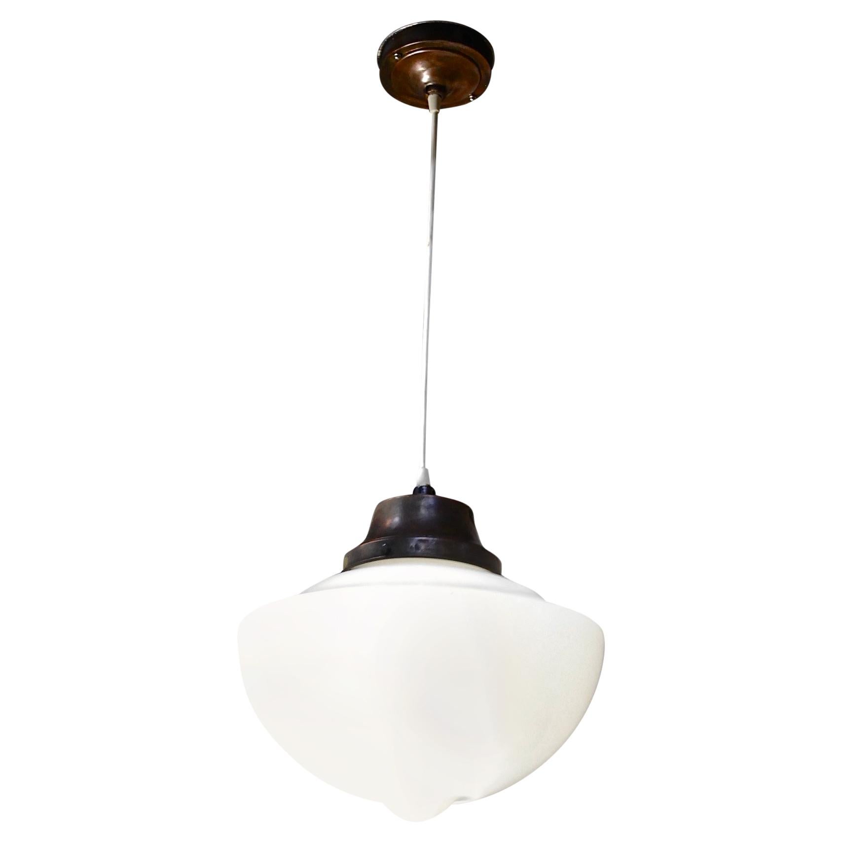 1920 Single Milk Glass Pendant Light 