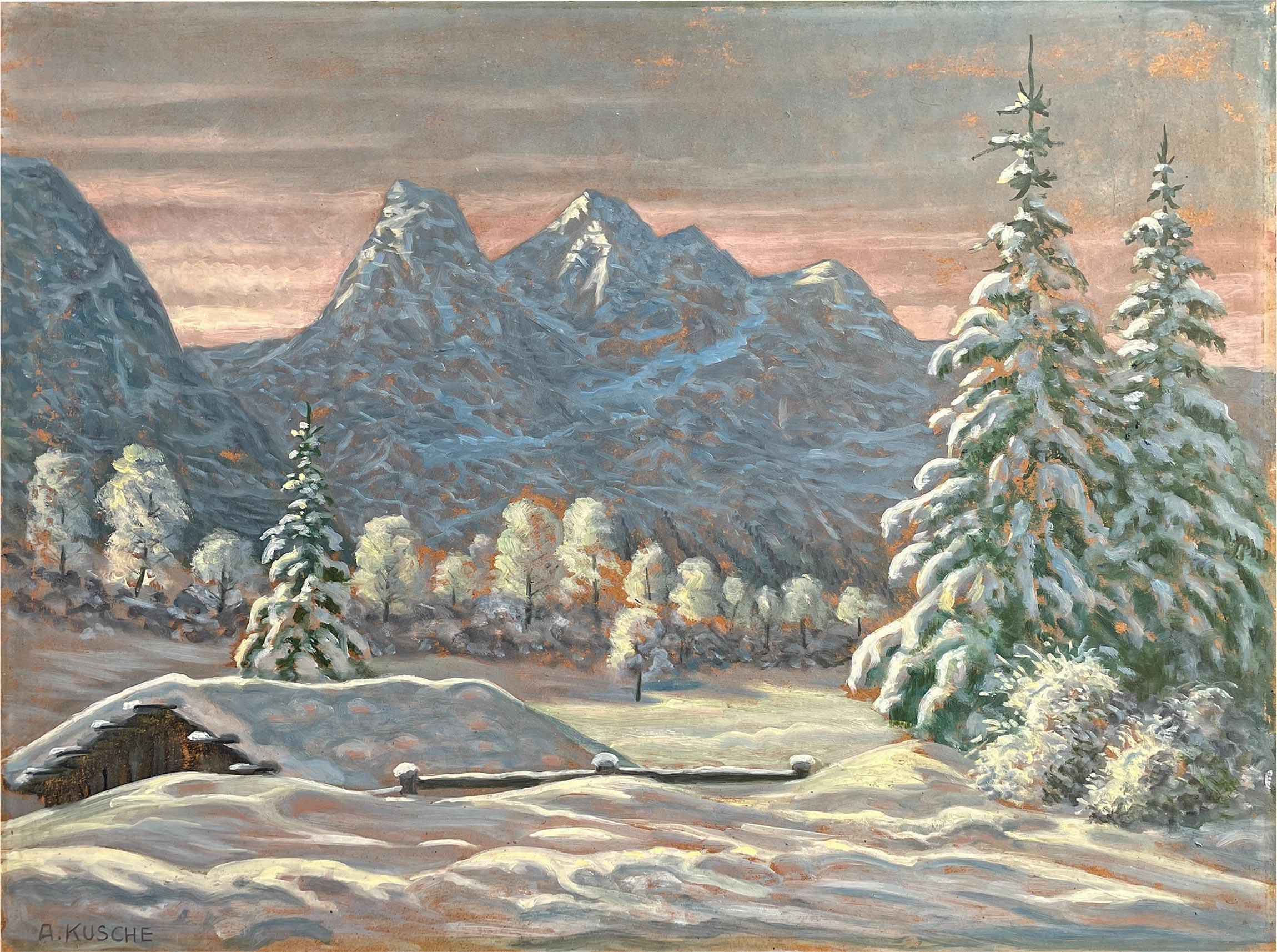 1920 Snowy Landscape by Kusche Alfred For Sale 3
