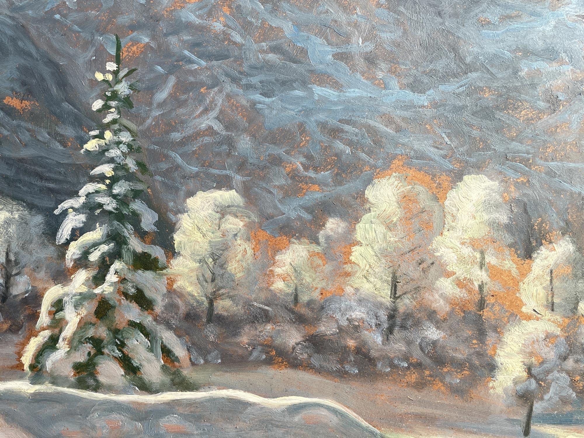 Italian 1920 Snowy Landscape by Kusche Alfred For Sale