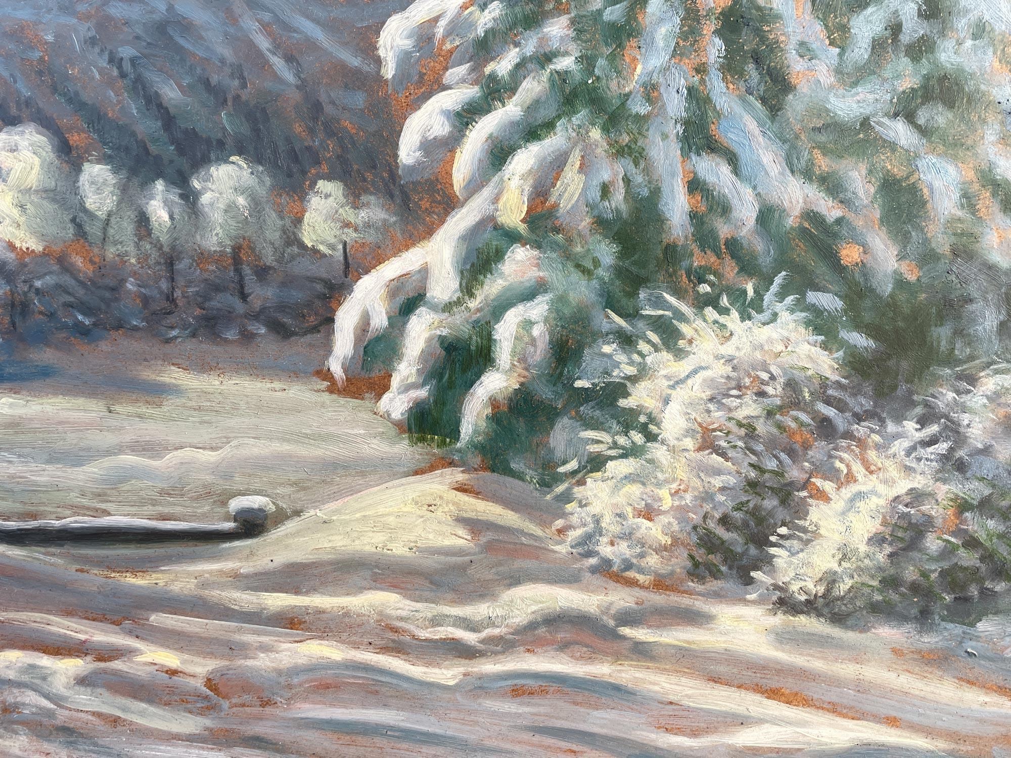 1920 Snowy Landscape by Kusche Alfred In Good Condition For Sale In Albignasego, IT